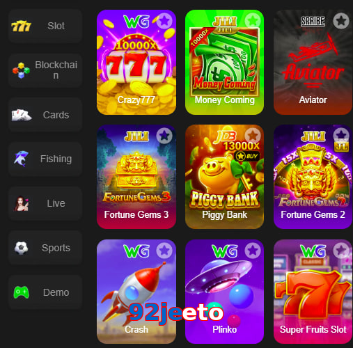 Main screen of 92Jeeto game page for PK players