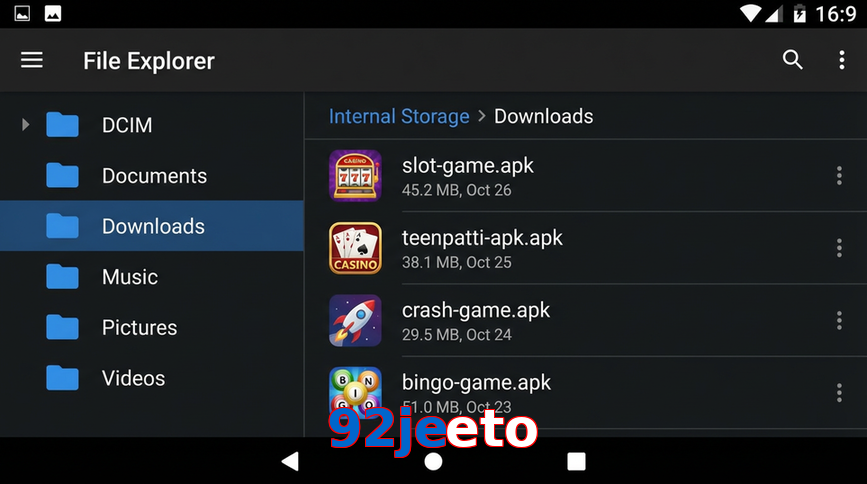 Main screen of 92Jeeto gameapk page for PK players